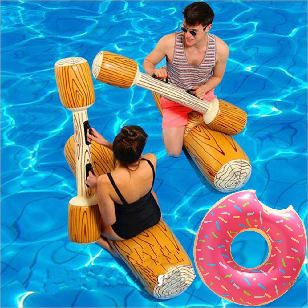 4 PCS Set Inflatable Floating Row Toys, Pool Party Water Sports Games Log Rafts Float Toys For Adult