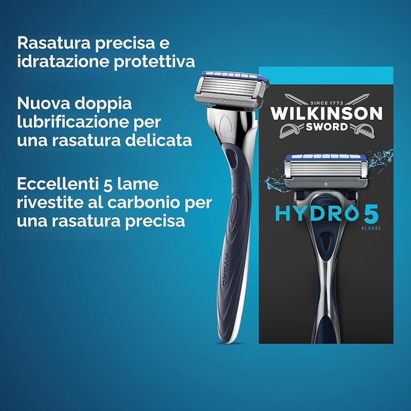 Hydro 5, rasoio uomo, confezione da 4 ricariche