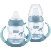 NUK First Choice Learner Cup 2.0, 5 oz. Sippy Cup with Handles, Spill Proof, Leak Proof Soft Straw Cup, 2-pack