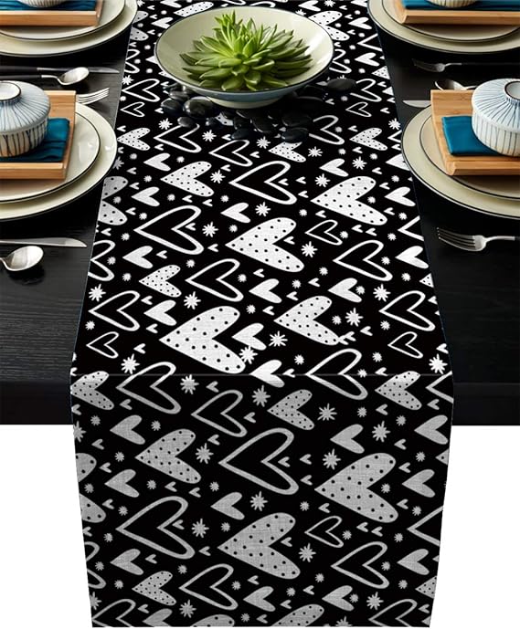 Runners orientaltrading Amazon.com: T&H XHome Burlap Table Runner Black White Romatic Love