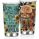 Cow Print Stuff Tumbler, Inspirational Western Decor Sunflower Gifts for Women Men Friends Cow Lovers Birthday Christmas, Christian Coffee Mug Stainless Steel Vacuum Insulated Travel Cup with Lid 20oz