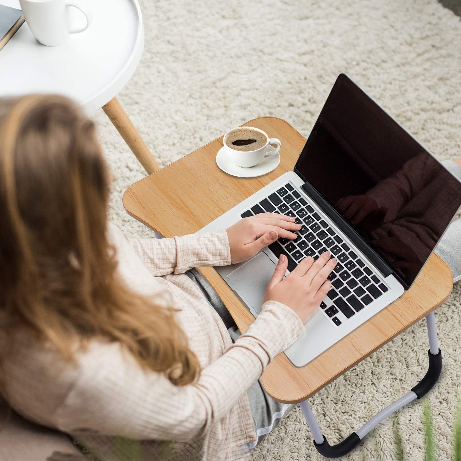 Foldable Laptop Bed Table Lap Desk Stand, Serving Tray Dining Table with Slot, Notebook Stand Holder, Bed Tray Laptop Desk for Eating Breakfast, Working, Watching Movie on Bed/Couch/Sofa/Floor : Office Products