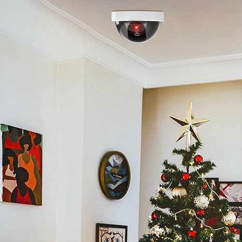 WALI Dummy Fake Security CCTV Dome Camera with Flashing Red LED