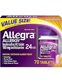 Allegra Adult 24 Hour Allergy Tablets, 70 Tablets, Long-Lasting Fast-Acting Antihistamine for Noticeable Relief from Indoor and Outdoor Allergy Symptoms