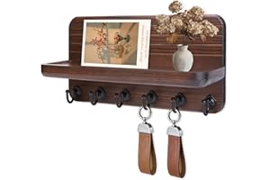 Kldgris Key Holder for Wall, Mail Organizer Wall Mount with 6 Hooks Wooden Hanging Key Rack for Home Decor, Hallway, Entryway