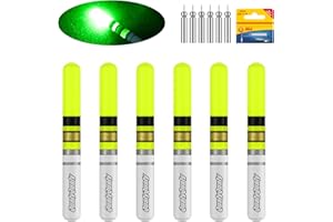 QualyQualy Fishing Glow Sticks, 6 Pcs LED Glow Sticks for Fishing with Batteries, Night Fishing Light Up Fishing Bobbers Floats and Rod Tips
