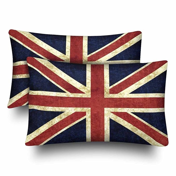 InterestPrint Retro Flag of England The Union Jack British Flag Pillow