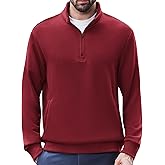 PINSPARK Mens Quarter Zip Pullover Long Sleeve Mock Neck Sweatshirts with Pockets Thermal Midweight Polo Shirt Relaxed Fit