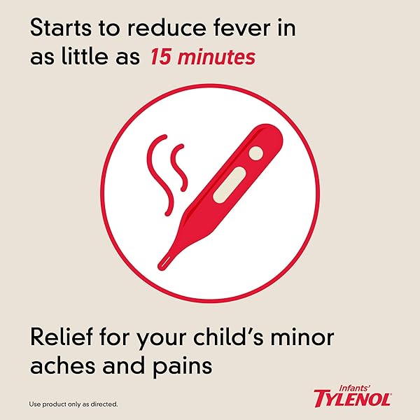 INFANTS’ TYLENOL ORAL SUSPENSION LIQUID MEDICINE WITH ACETAMINOPHEN, BABY FEVER REDUCER & PAIN RELIEVER FOR MINOR ACHES & PAINS, SORE THROAT, HEADACHE & TEETHING PAIN, DYE-FREE CHERRY, 1 FL. OZ
