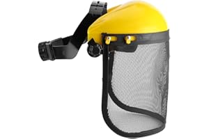Adjustable Full Face Shield Safety Helmet with Metal Mesh Visor for Chainsaw, Logging, Brushcutter, Forestry, and Gardening W