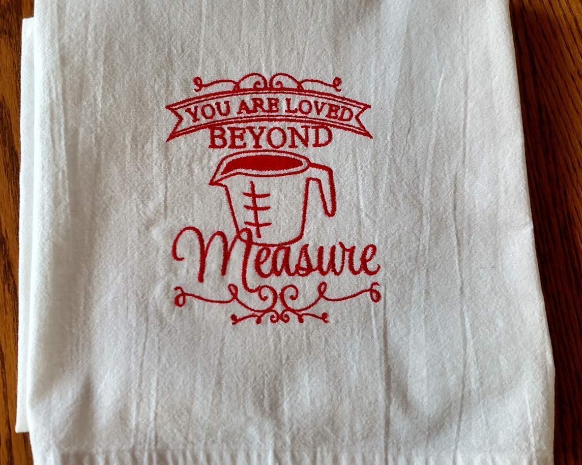 Mother's Day tea towel, embroidered, choice of color, flour
