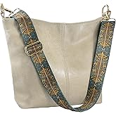 Huwzder Hobo Bags Vegan Leather Crossbody Bag Guitar Strap Shoulder Purses with Zipper Handbags for Women