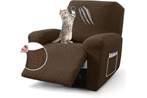 ZNSAYOTX 2025 Recliner Chair Covers (24"-37") New 3-Piece, Stretch Recliner Cover with Elastic Bottom & Ties Stay in Place, Lazy Boy Reclining Rocker Slipcover for Living Room Soft Cozy Washable (Coffee)