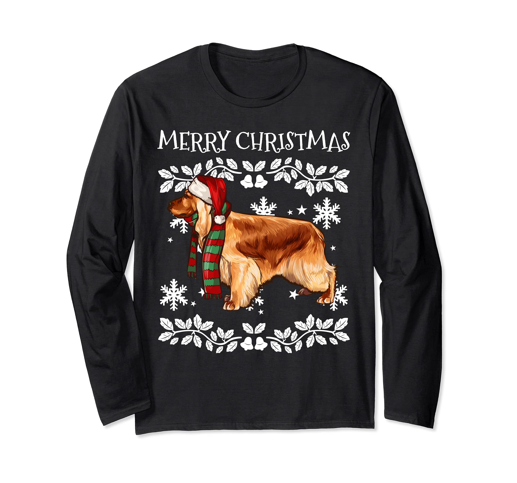 Merry Christmas Ornament English Cocker Spaniel Xmas Santa Long Sleeve T-Shirt