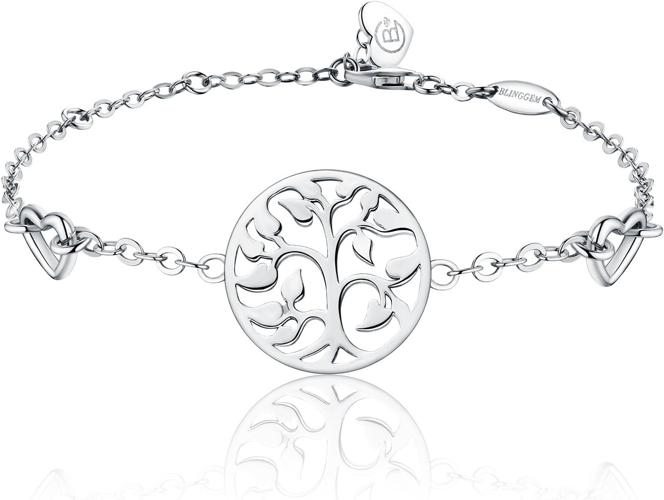 BlingGem Women Anchor Bracelet 925 Sterling Silver Lucky Compass Charm Tree of Life Bracelet Gift for Women