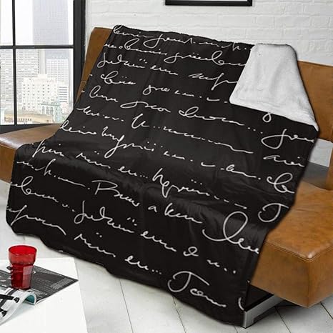 fgjfdjj Texto Abstracto Escrito a Mano Decorativo Extra Suave, Manta