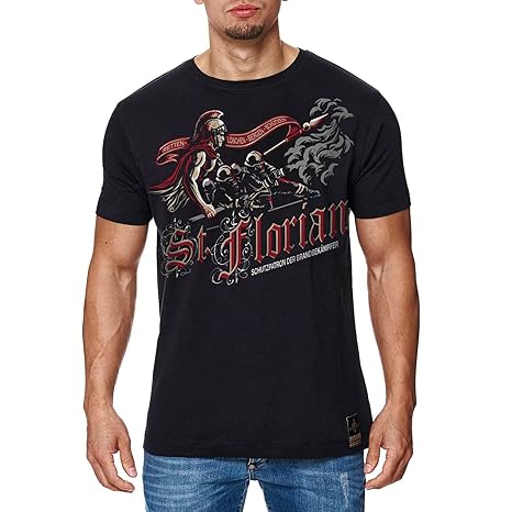 Heiliger Florian Schutzpatron | Feuerwehr T-Shirt Männer als tolle Geschenkidee aus Fein-Jersey Farbe schwarz
