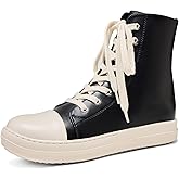 MOFEEDOUKA High Top Sneakers for Men Comfortable PU Leather Platform Walking Shoes with Zipper