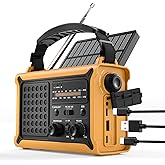Emergency Weather Radio – Hand Crank Solar, 12000mAh Power Bank, 8500mm² Solar Panel, NOAA AM/FM Alert, Ultra-Clear Sound wit