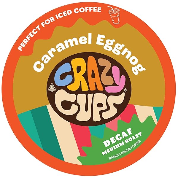 CRAZY CUPS DECAF FLAVORED COFFEE PODS, DECAF EGGNOG...