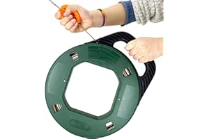 VGongTech 100ft Fish Tape Reel 6 Cores Spring Fishtape in Winding Case Multi-Groove Fish Tape and Pulls for Electric or Communication Wire Puller