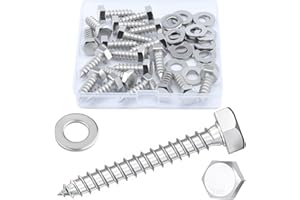 JROUTH 5/16 x 1 (20 Set) Hex Lag Screws, Hex Lag Bolts Heavy Duty Wood Screws Washers Assortment Kit Stainless Steel 18-8 (304)