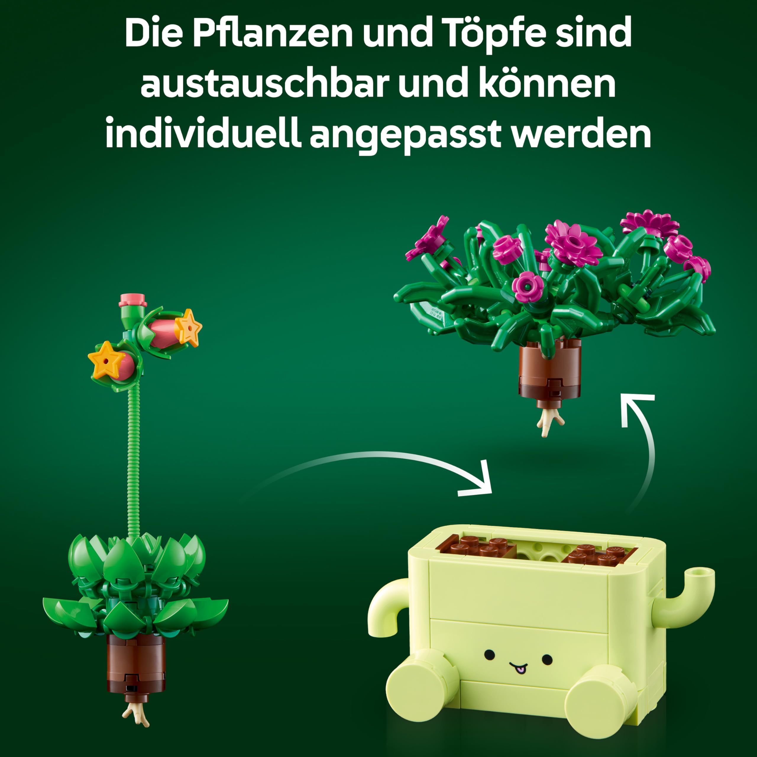 LEGO Botanicals Schaukelnde Pflanzen - Set mit Kunstblumen - mit 2 Kunstpflanzen & 2 pastellfarbenen Blumentöpfen für Schlafzimmer Deko - DIY Geschenkidee für Mädchen ab 9 Jahren & Erwachsene - 11506 5