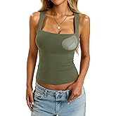EasyGala Womens Padded Tank Tops Double Lined Built in Bra Sleeveless Top Square Neck Slim Fitted Summer T Shirts 2025