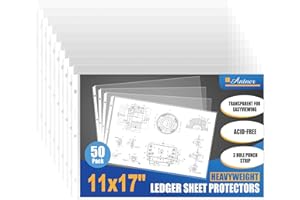 Antner Lot de 50 protège-feuilles de 27,9 x 43,2 cm – Pochettes d'archivage en plastique transparent très résistantes, perfor