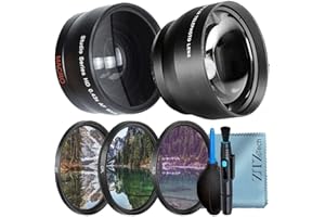 ZeeTech 49mm Accessory Bundle for Canon EOS: R50, R100, M5, M6 Mark II, M6, R10, R7 + Wide Angle + Telephoto Lens + Filter Ki