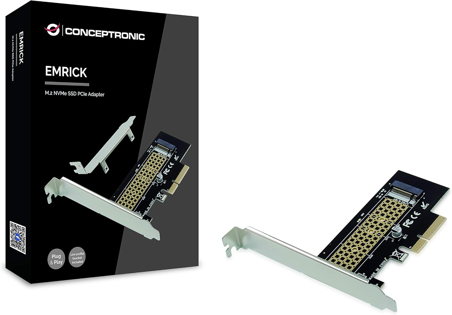 Conceptronic EMRICK05B PCI Express Card M.2 NVMe SSD PCIe Adapter, Gold - Image 3