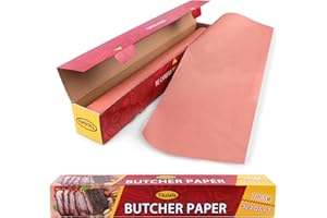TIKXLAFE Butcher Paper Roll with Dispenser Box,for Smoking Meat Food-Grade Paper for Smoking Grilling, Unbleached, Uncoated(24in x 165ft)