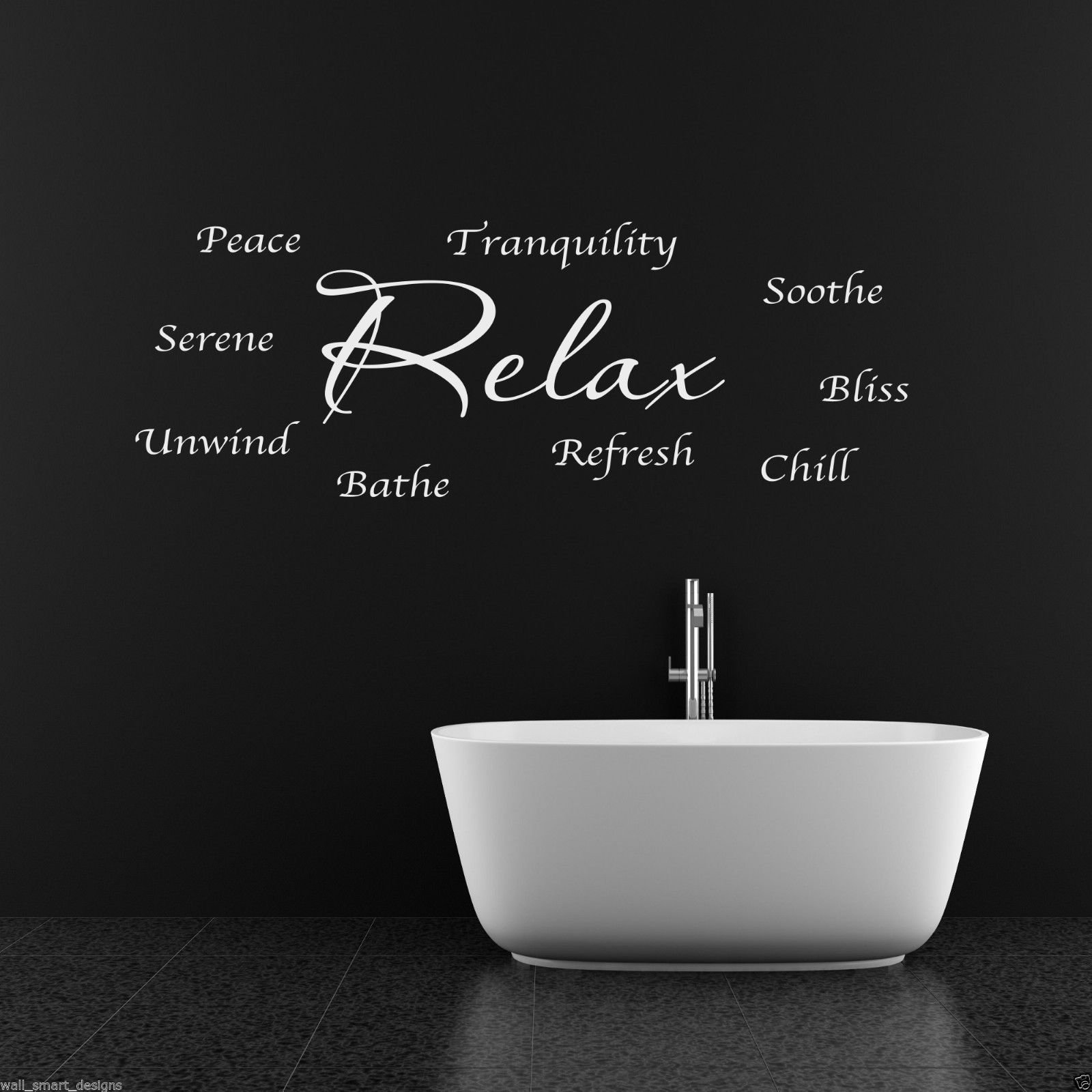 Relax Unwind Refresh Bathroom Wall Art Sticker Lounge Quote Decal Mural Transfer WSD445