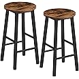 HOOBRO Bar Stools Set of 2, Counter Height Bar Stools, 24.8" Bar Stools for Kitchen Island, Industrial Kitchen Bar Chairs, for Dining Room, Kitchen, Bar, Rustic Brown and Black BF07BY01G1