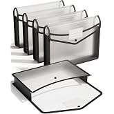 ThinkTex Plastic Expanding File Folder, Transparent envelopes with Snap | No Dividers, Large Capacity, Fit Letter/A4 Size - 5 Packs