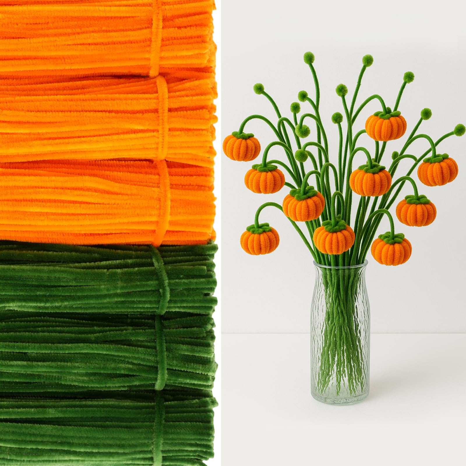 Photo 1 of DaisyInner 700 Pcs Pastel Pipe Cleaners Bulk Chenille Stems Flower Craft Gradient Colored Fluffy Fuzzy Decor for DIY Art Project Creative School Classroom Supplies(Orange,Green)