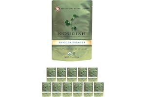 Functional Formularies Nourish Peptide Organic Tube Feeding Formula and Nutritional Meal Replacement Supplement, 12 Oz Pouch, Pack of 12