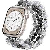 VISOOM Beaded Boho Bracelet Compatible for Apple Watch Band 40mm/38mm/41mm Series 9 8 7 SE Women Fashion Cute Handmade Crystal Beads Stretchy Watch Strap for iWatch Bands Series 6/5/4/3/2/1
