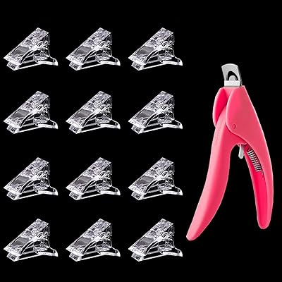 12Pcs Nail Tips Clip para clavo del Poligel del Edificio R&aacute;pido forma clips de Nail para Extensi&oacute;n de la U&ntilde;a del poligel UV CONDUJO Instrumento del Arte en u&ntilde;as de la Manicura de Abrazaderas del Constructor con 1Pcs Nail Tip Trimmer Falso