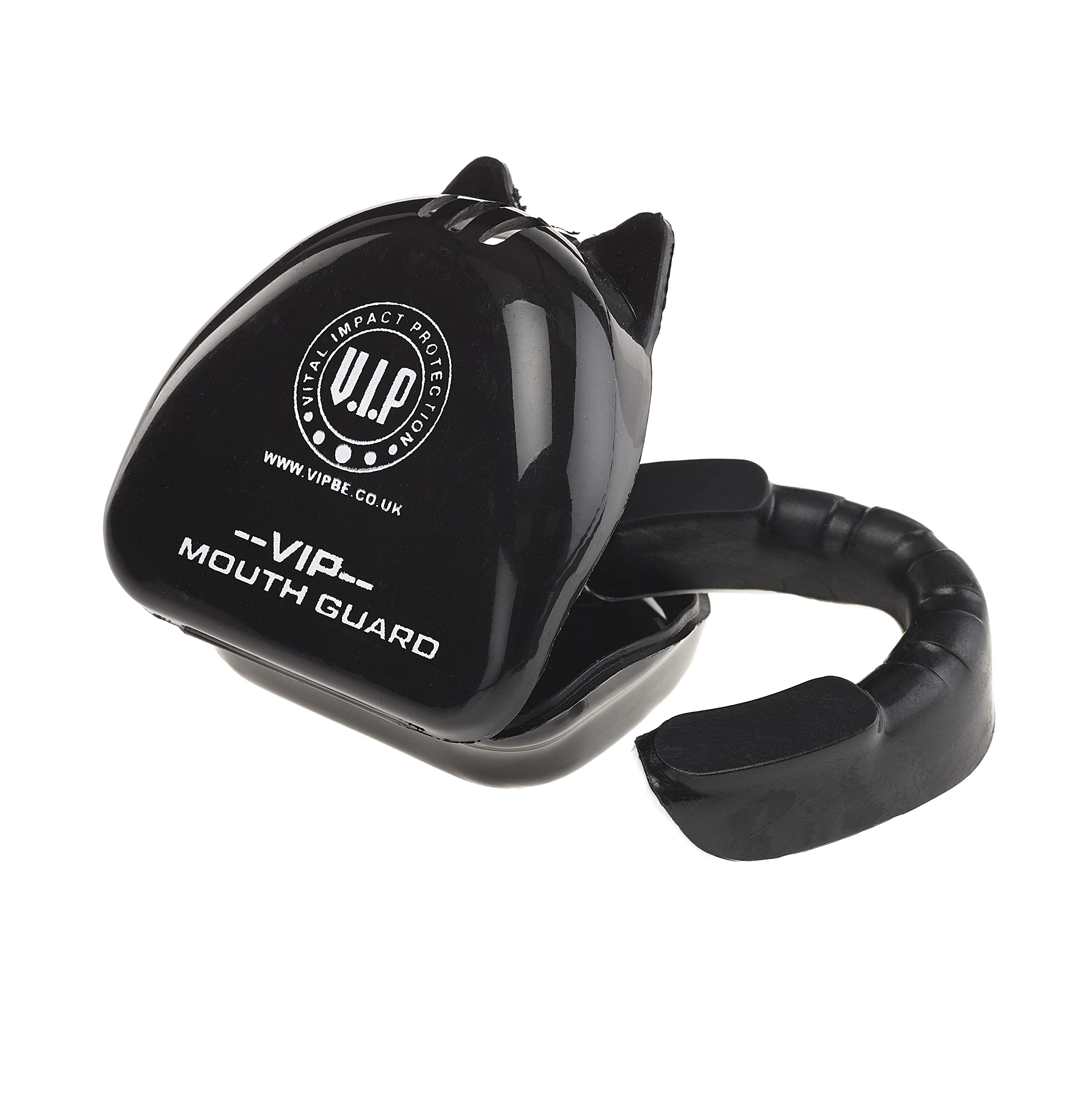 VIP Custos Premium Double Layer Mouth Guard Gum Shield With Case Boxing MMA Rugby Muay Thai, Hockey, Judo, Karate Martial Arts Contact Sports, Black