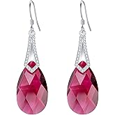 EleQueen 925 Sterling Silver CZ Teardrop Bridal Hook Dangle Earrings Made with Austrian Crystal for Women, Valentine's Day/Mother's Day/Christmas Jewelry Gift