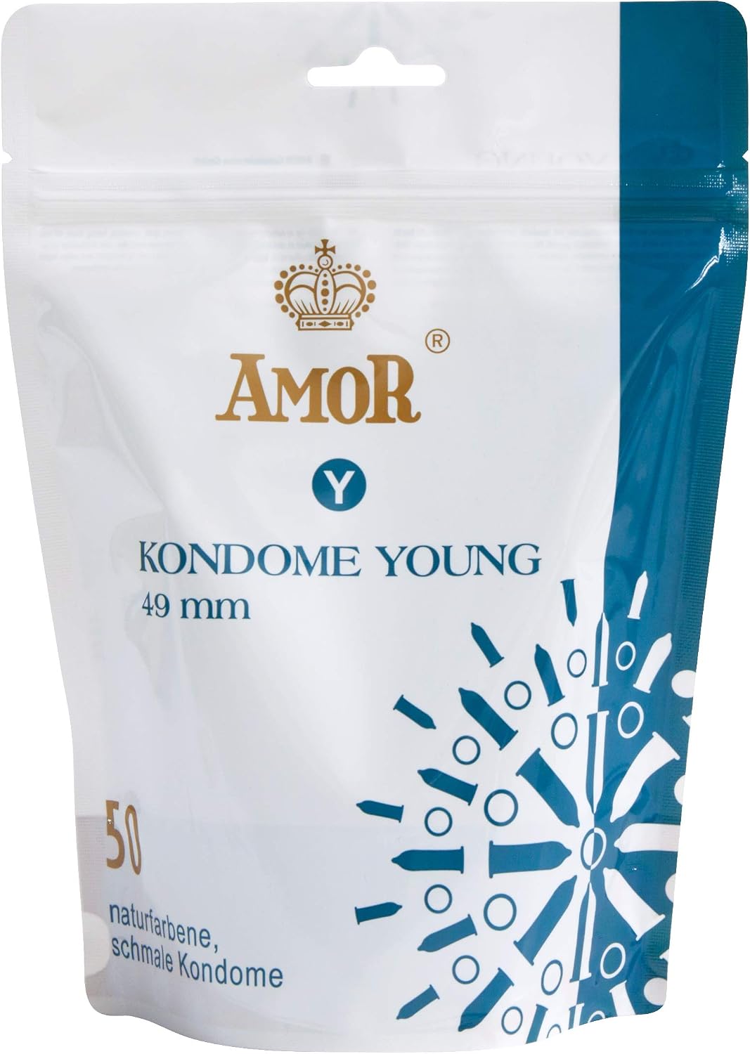 AMOR Premium Condoms, Narrow Fit diameter 49 mm, Pack of 50, Enge-50, 50 count (Pack of 1)