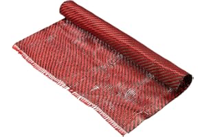 ihreesy Carbon Fiber Fabric Cloth,Carbon Fiber Twill Weave Cloth for Furniture Upholstery Sports Equipment Tables DIY 34.2cm x 153cm,Red