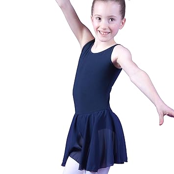 tanzmuster Kinder Ballettkleid Minnie aus Baumwolle mit breiten Trägern und Chiffon Röckchen in rosa, weiß, schwarz, hellblau
