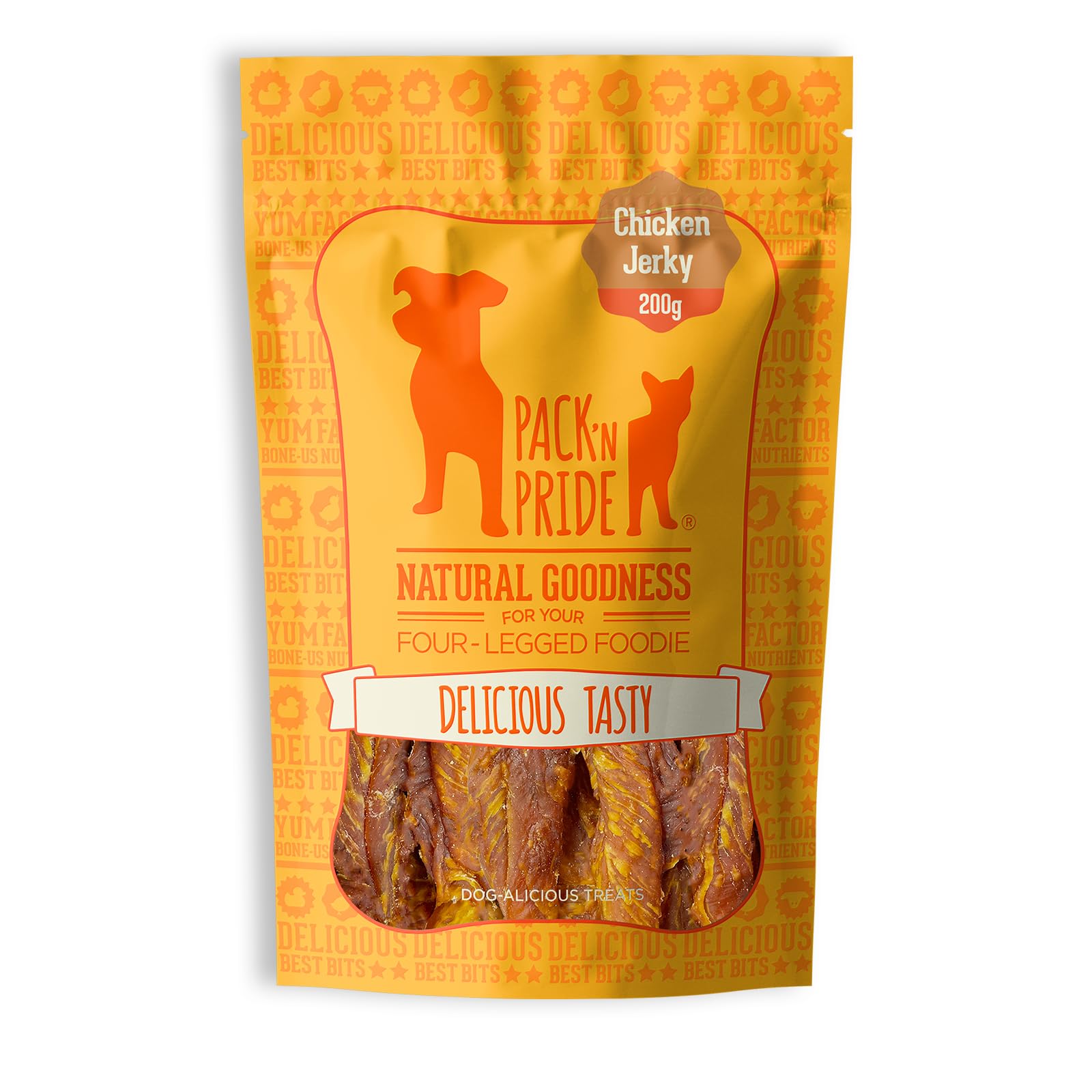 PACK’N PRIDE Dog Treats Chicken Strips, 200g Air-Dried Dog Chews, Natural Chicken Breast Jerky for Medium&Large Dogs, Low-fat & High in Protein