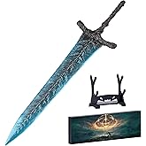 RACEROCKET Elden Ring Dark Moon Greatsword Straight Knight's Sword Model 11.8-Inch Metal Craft Sword with Display Stand Martial Arts Swords Action Figure Collectible Toy Desk Decor Party Supply Gift