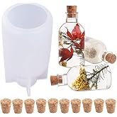 Lamp Shade Resin Mold with 10PCS Wooden Stoppers Creative Bottle Shape Silicone Molds for Epoxy Resin Casting Candle Soap Making Flower Specimen Home Party Decor Gift Art Craft Supplies