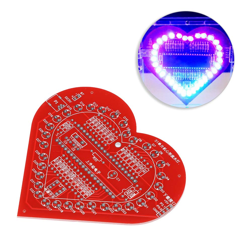 Topiky DIY LED Heart-Shaped Light Kit, Colorful MCU Module Heart-shaped Lamp Light Electronic Circuit Board Kit for House Decoration Gift