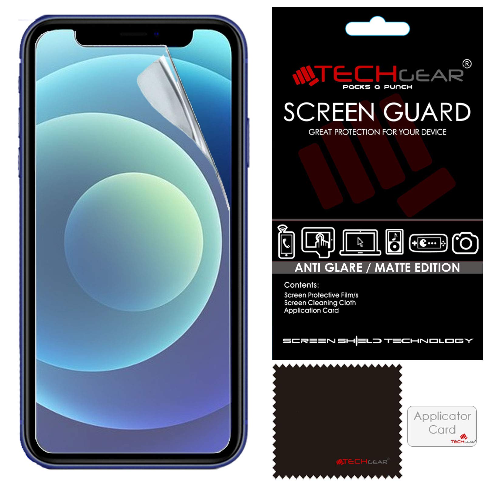 TECHGEAR [Pack of 5 Matte Screen Protectors for iPhone 12 Mini - ANTI GLARE/MATTE Screen Protectors With Cleaning Cloth & Application Card Compatible with iPhone 12 Mini 5.4"