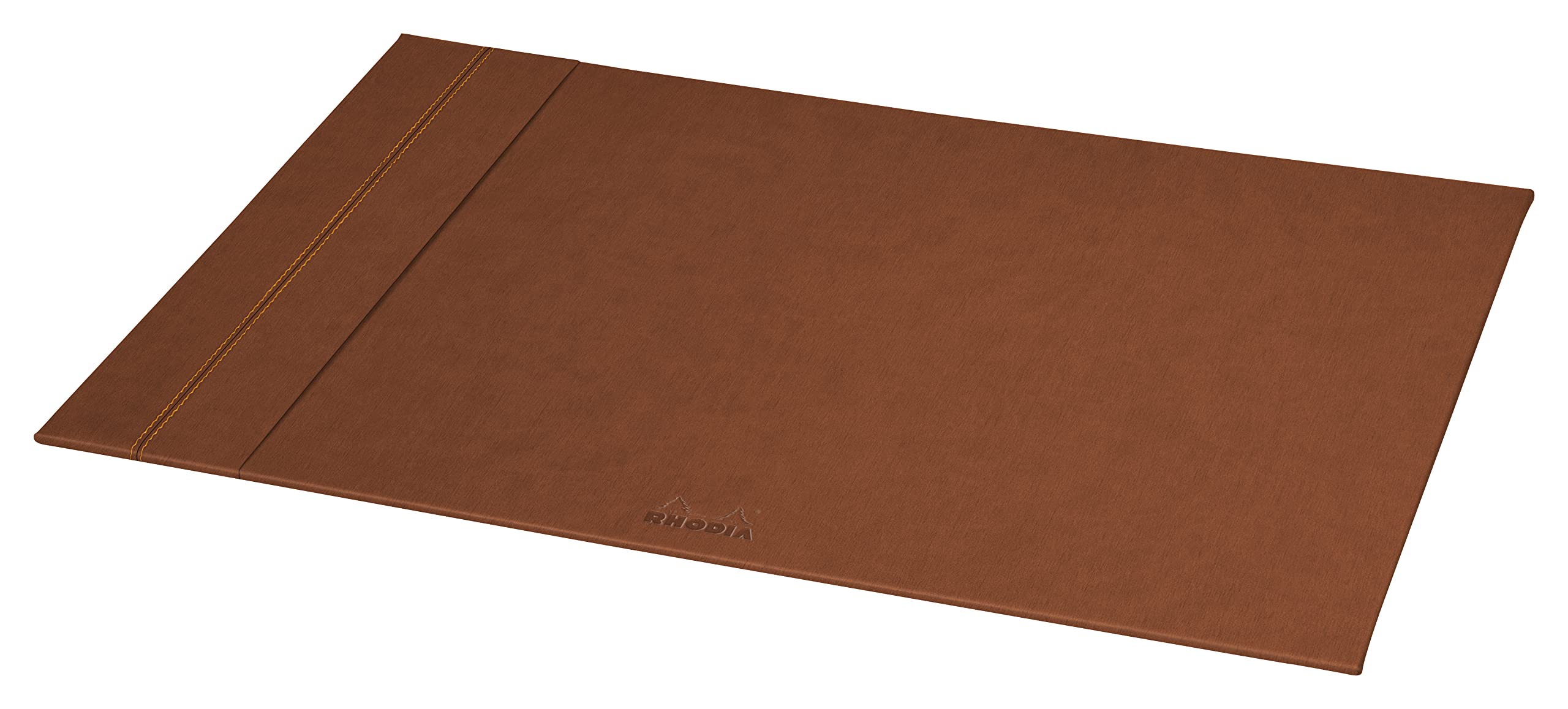 RHODIA 194476C - Copper Rigid Desk Pad - 60x40 cm - Orange Saddle Stitching - Faux Leather Exterior - Home Office Collection Rhodiarama - Office Organization & Designer Storage